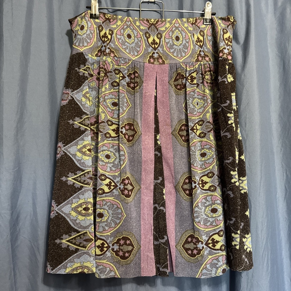 Vintage Y2K Free People Lurex Paisley Tiered Boho Skirt Womens 8